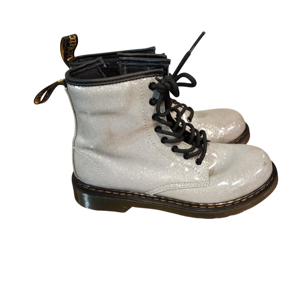Doc Dr. Martens 1460 Silver Glitter J Boot AirWair 8 Eyelets Womens Size 4